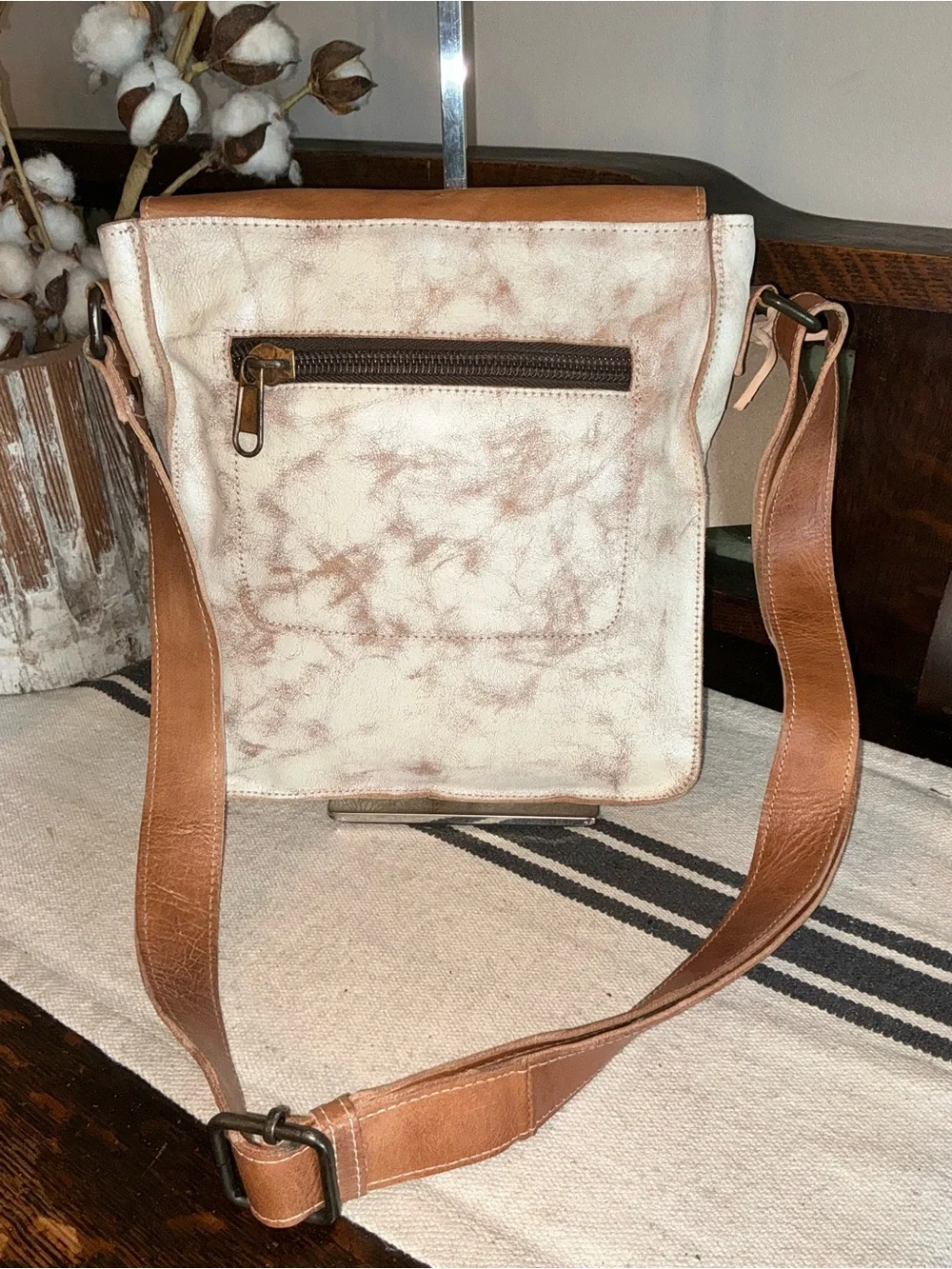 NWT Bed Stu Leather Venice Beach Crossbody Nectar Tan Rustic Retail $240